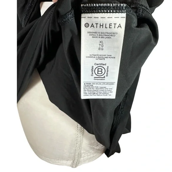 NWT! Athleta Black Tank Top with Pink Tennis Logo- XL - Picture 8 of 8